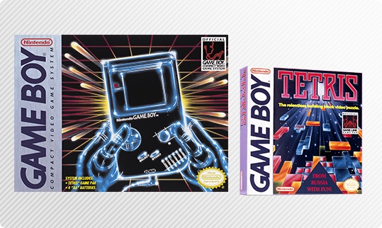 Game Boy portable handheld game system and the Tetris game in original packaging.